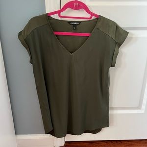 Olive Green Short Sleeve Blouse